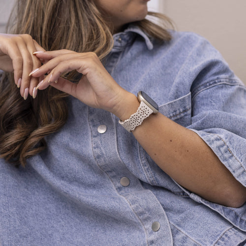 Bracelet silicone avec motif Fitbit Sense (sable rose)