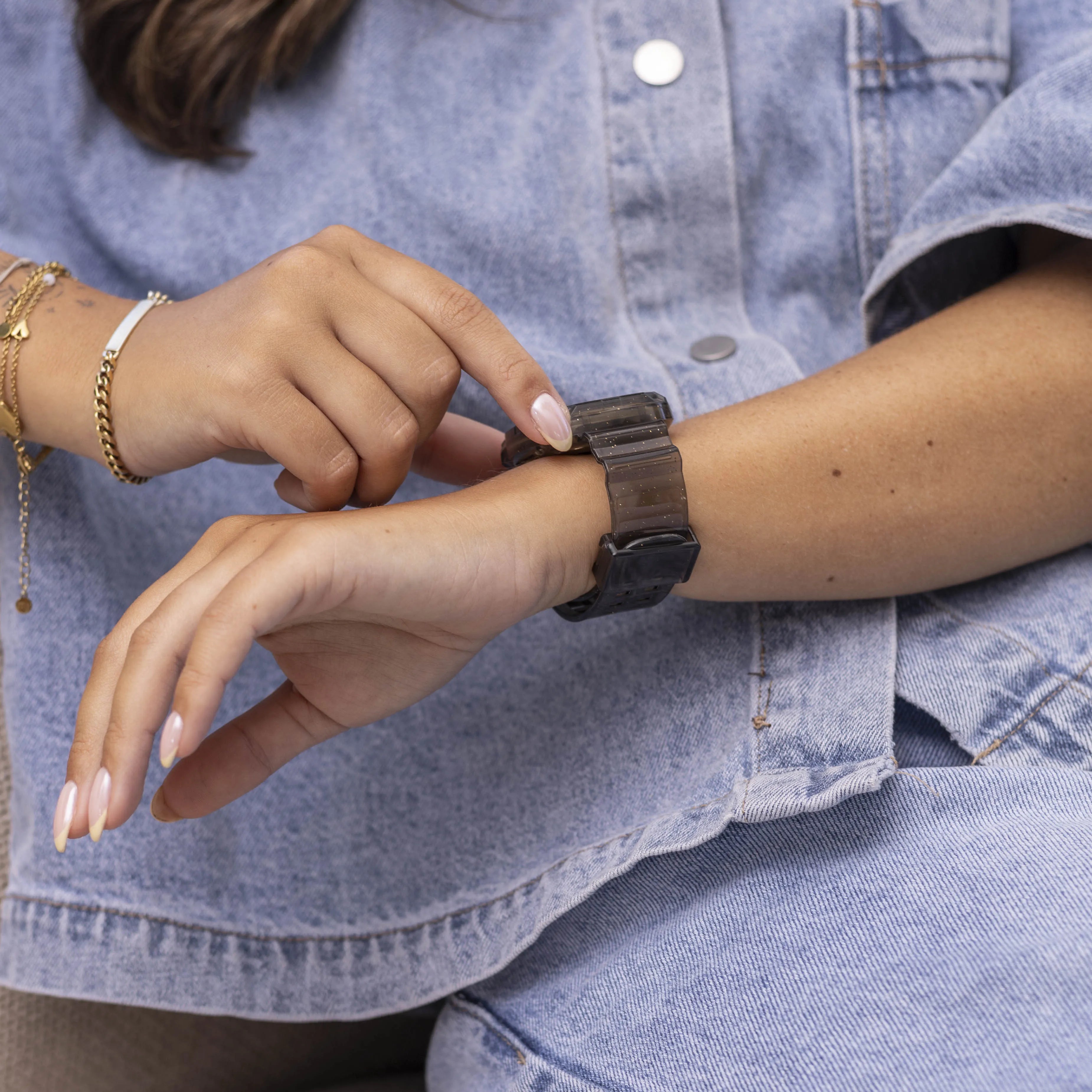 Bracelet cristal Fitbit Sense (noir transparent)