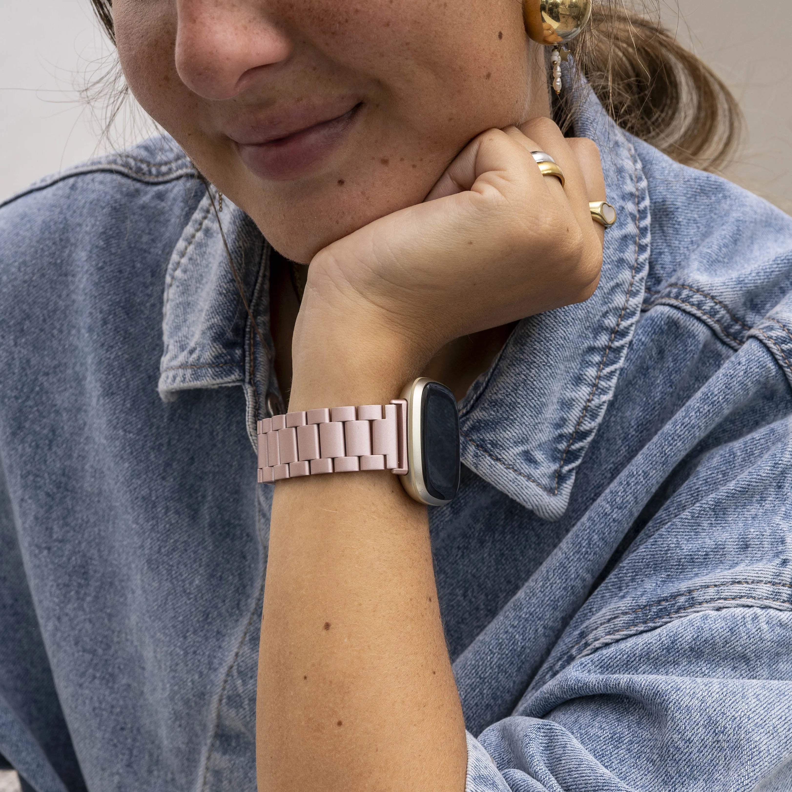 Bracelet acier inoxydable Fitbit Versa 3 (rose)