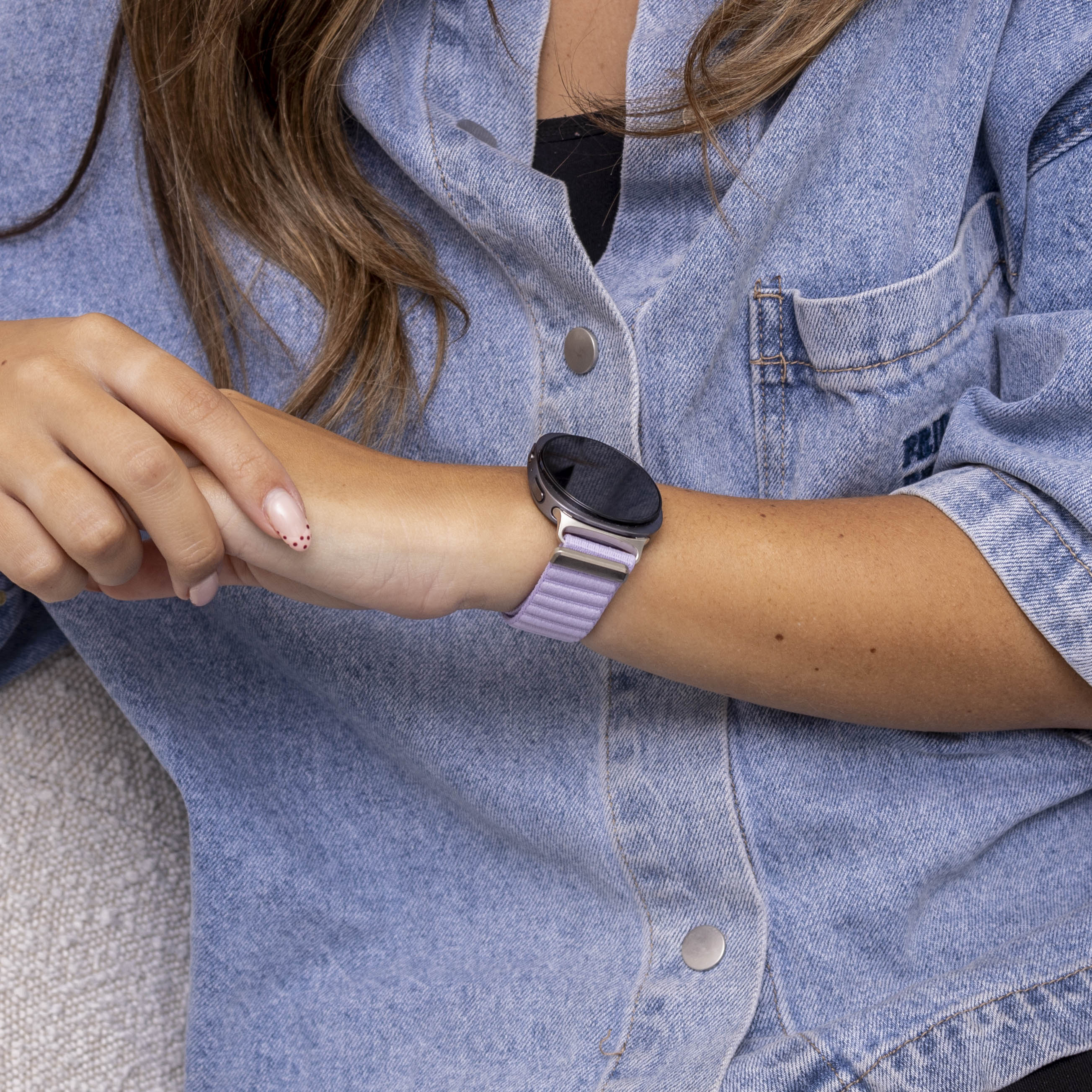 Bracelet nylon Wave Samsung Galaxy Watch 8 - 44mm (violet clair)