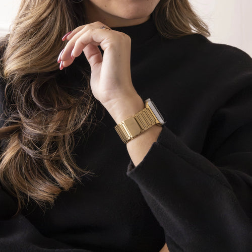 Bandz Bracelet acier magnétique 'Deluxe' Apple Watch (or)