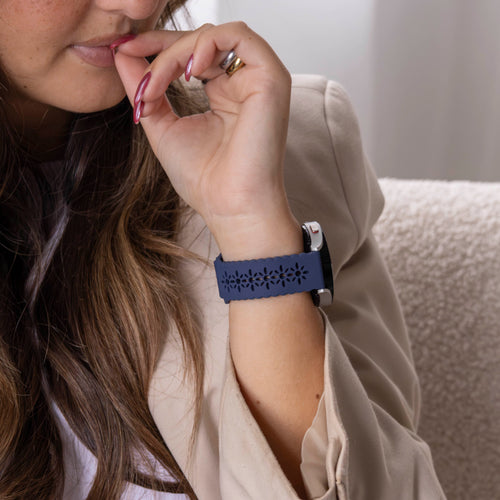 Bracelet silicone avec motif Samsung Galaxy Watch 4 Classic 42mm (bleu foncé)