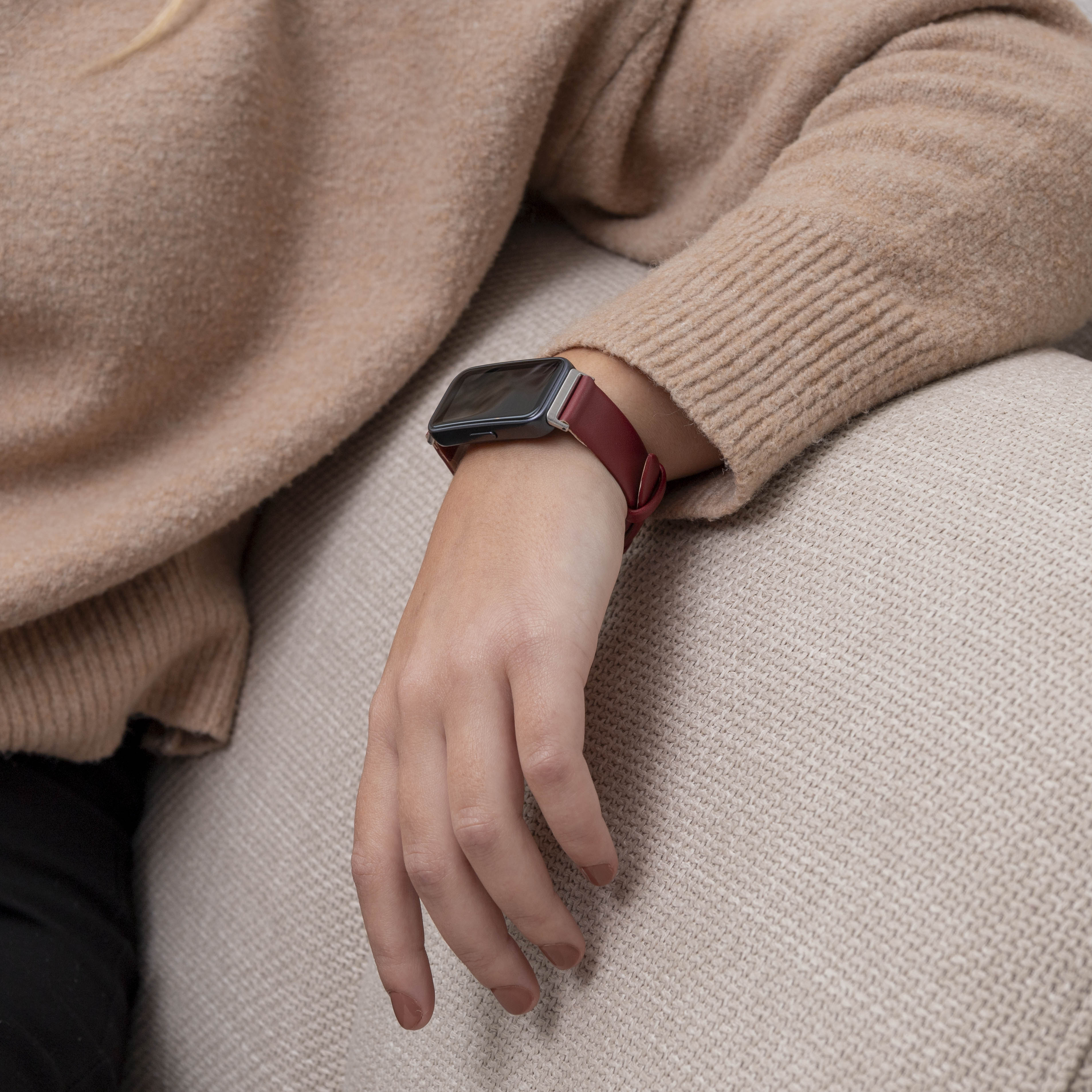 Bracelet cuir Huawei Band 9 (vin rouge)