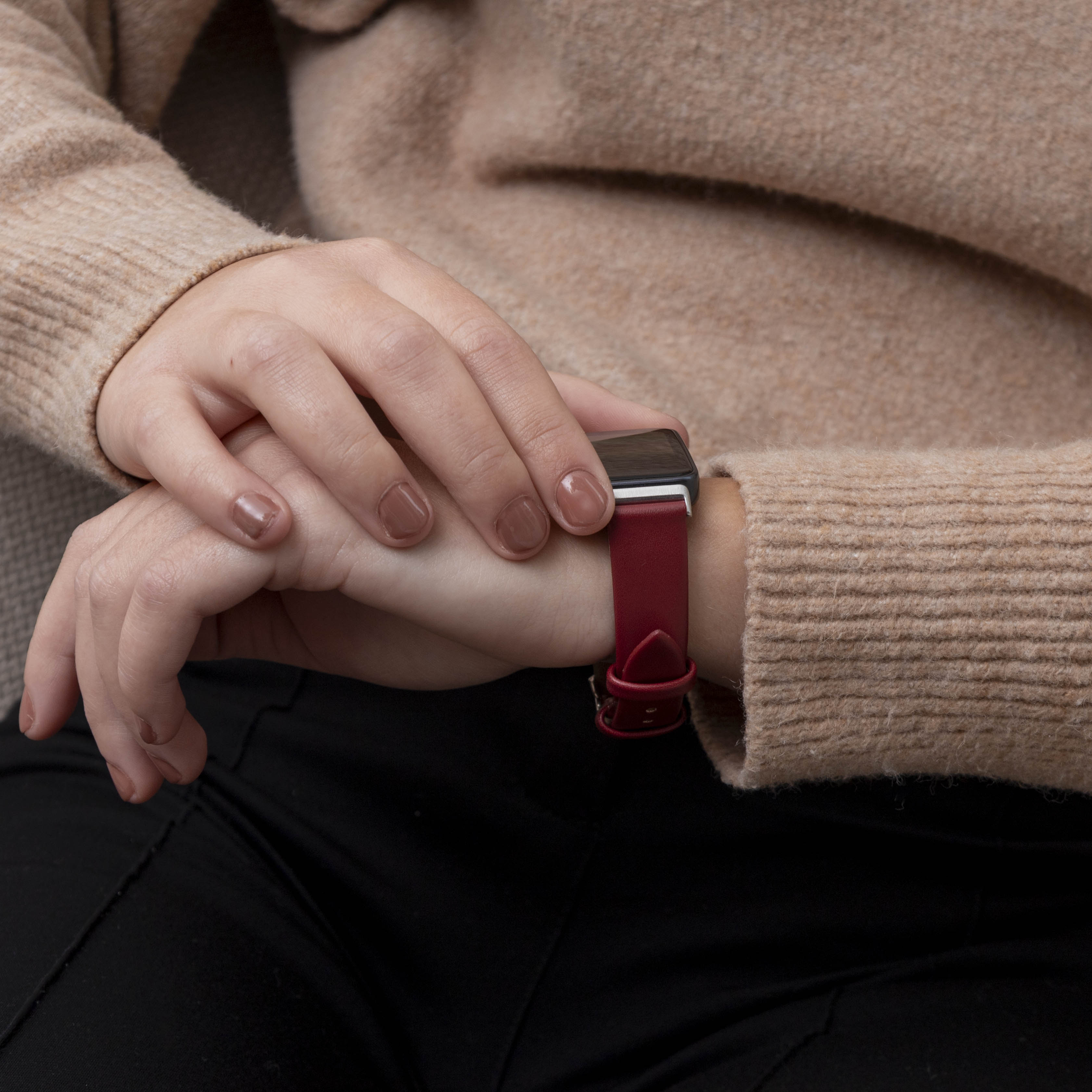 Bracelet cuir Huawei Band 9 (vin rouge)