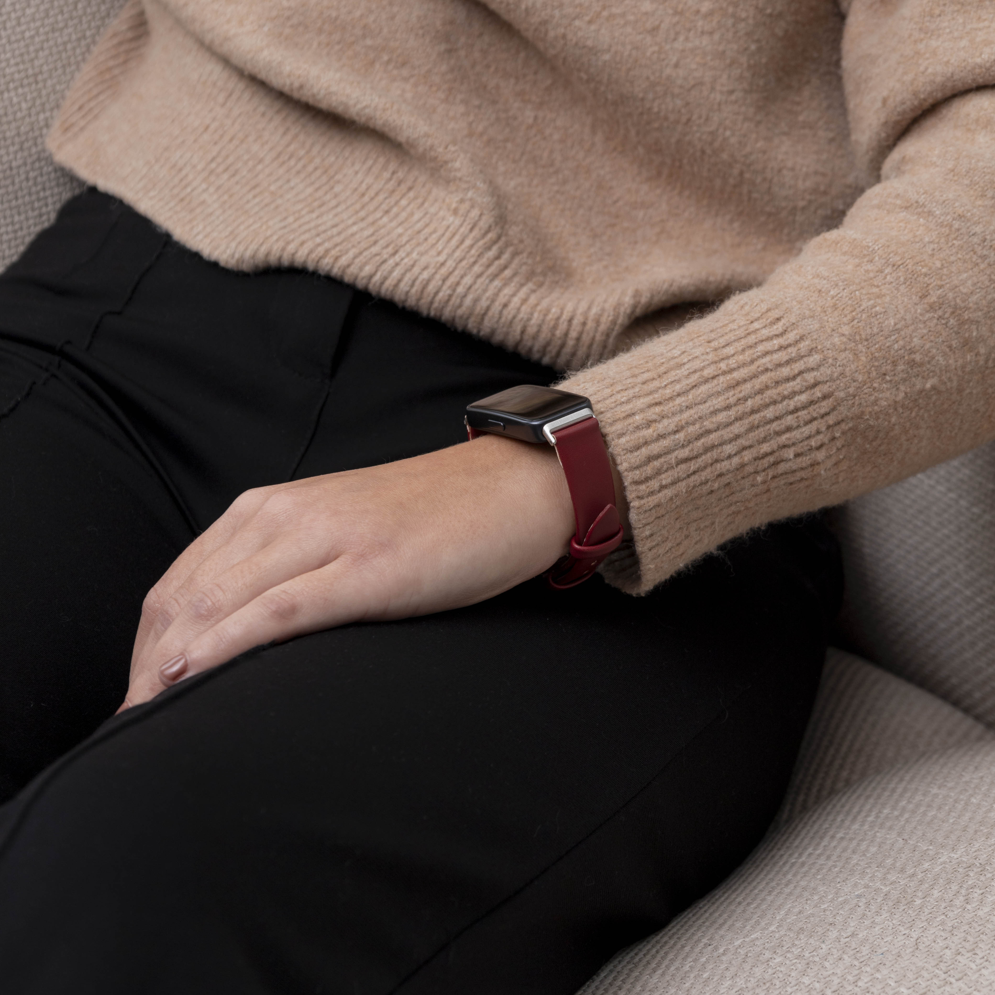 Bracelet cuir Huawei Band 9 (vin rouge)