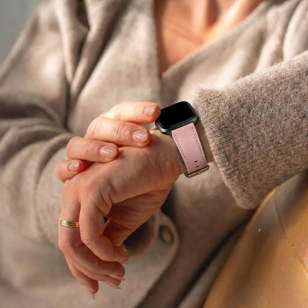 Bracelet cuir Fitbit Versa 3 (rose)