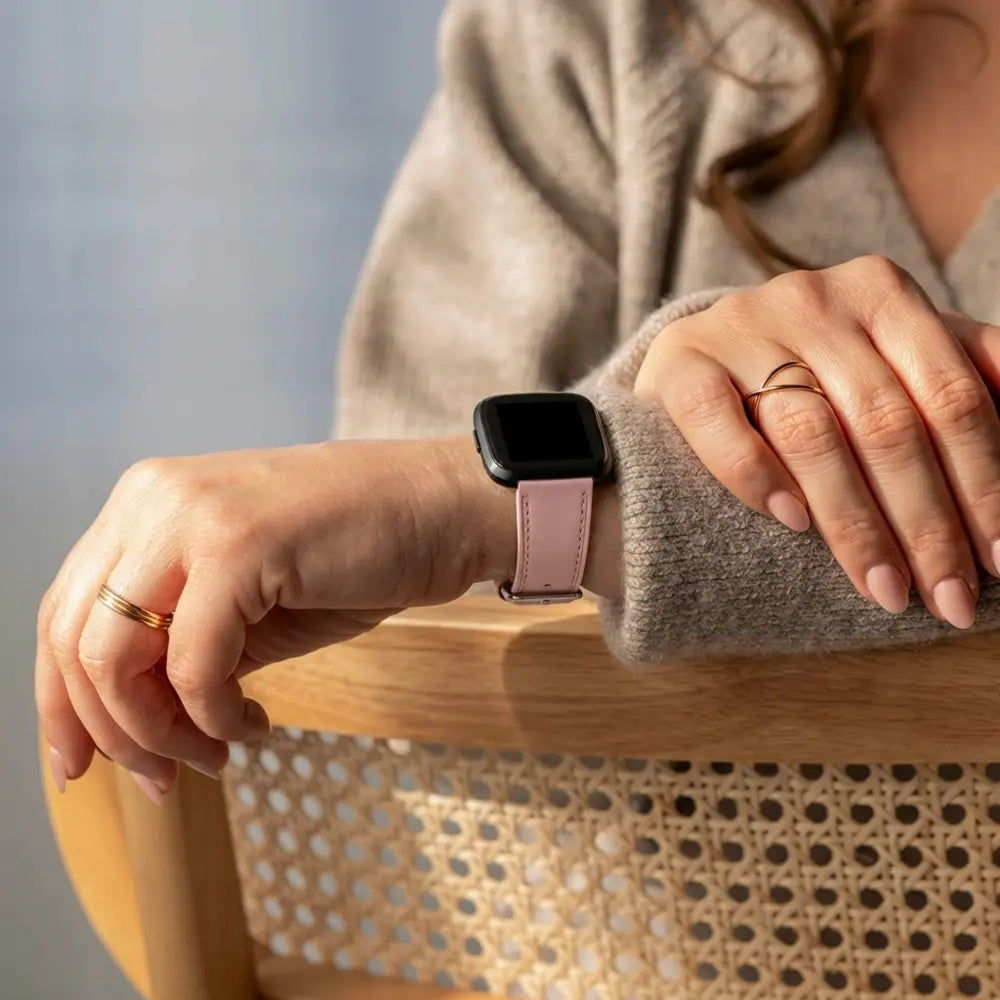 Bracelet cuir Fitbit Versa 3 (rose)