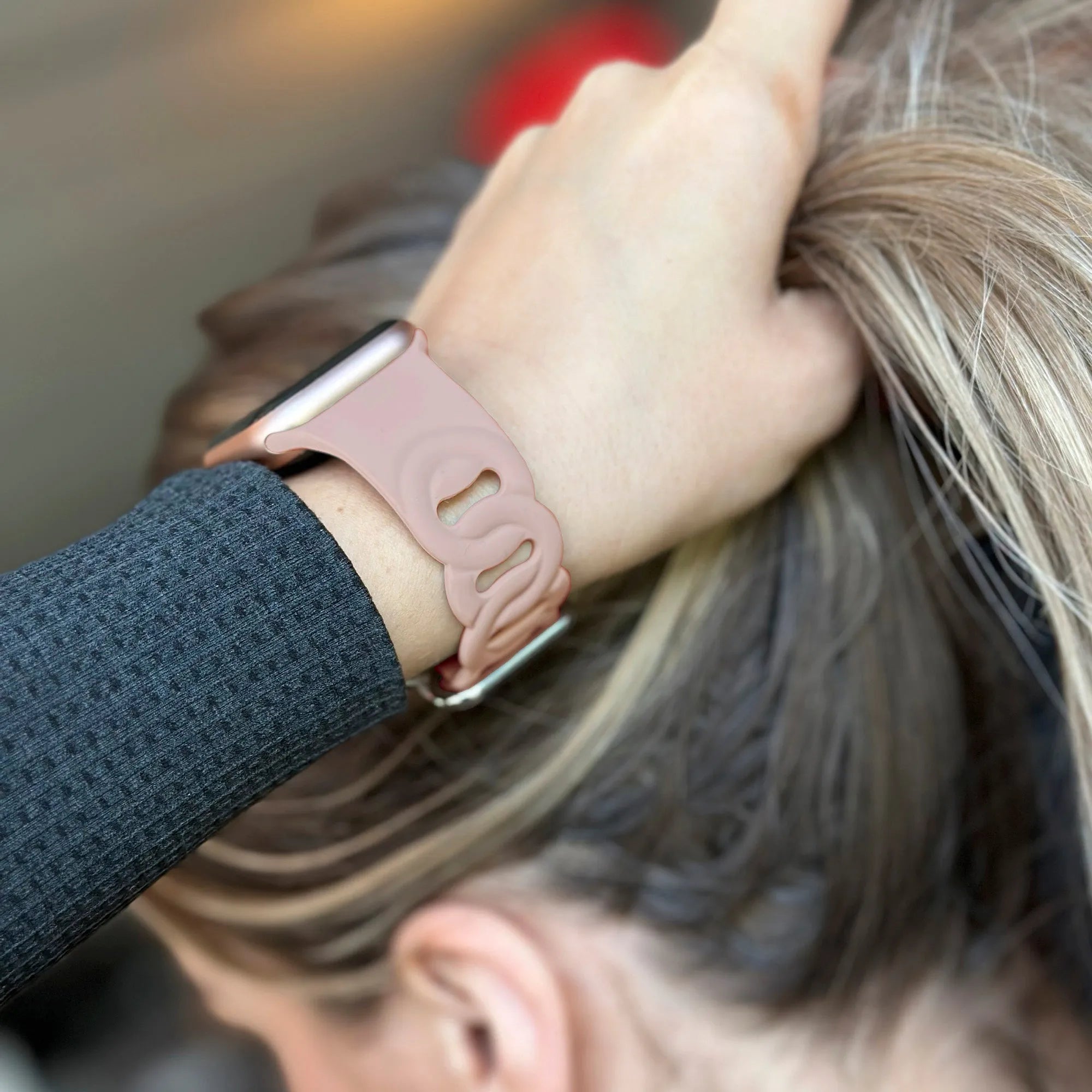 Bracelet silicone chaîne Apple Watch (rose)