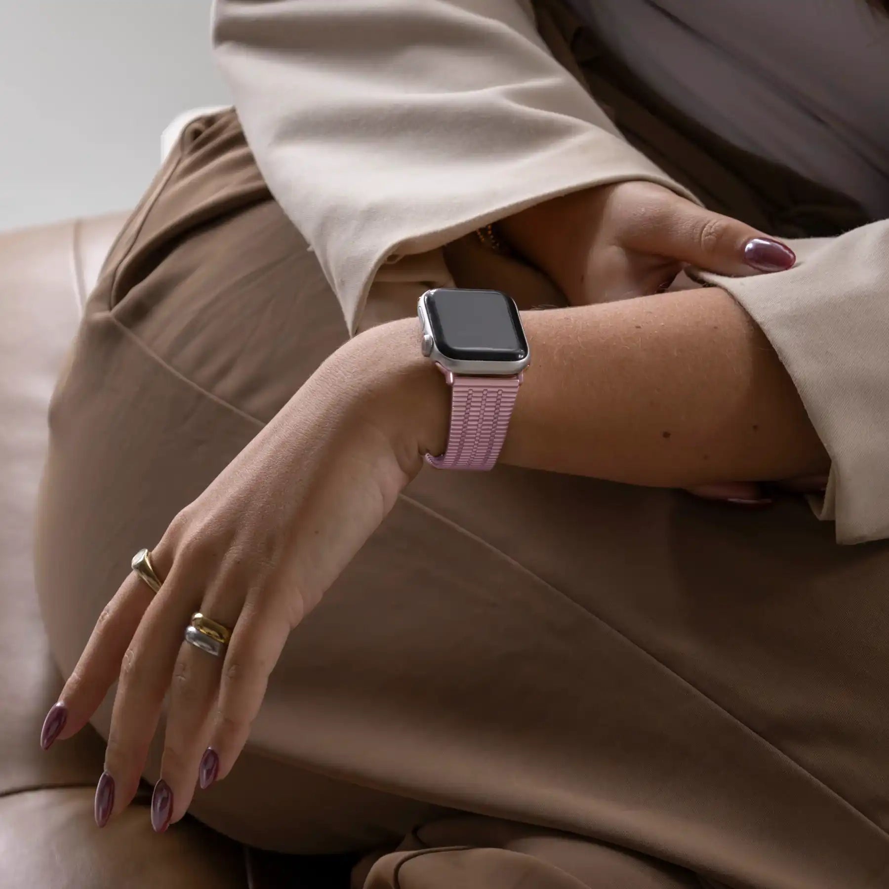 Bracelet Apple Watch acier inoxydable (rose)