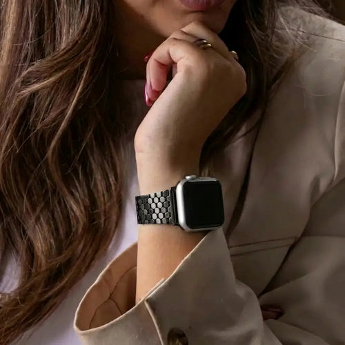 Steel Strap Hexagons, black, lifestyle photo