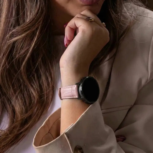 Bandz Bracelet cuir effet crocodile Garmin Approach S40 (rose)