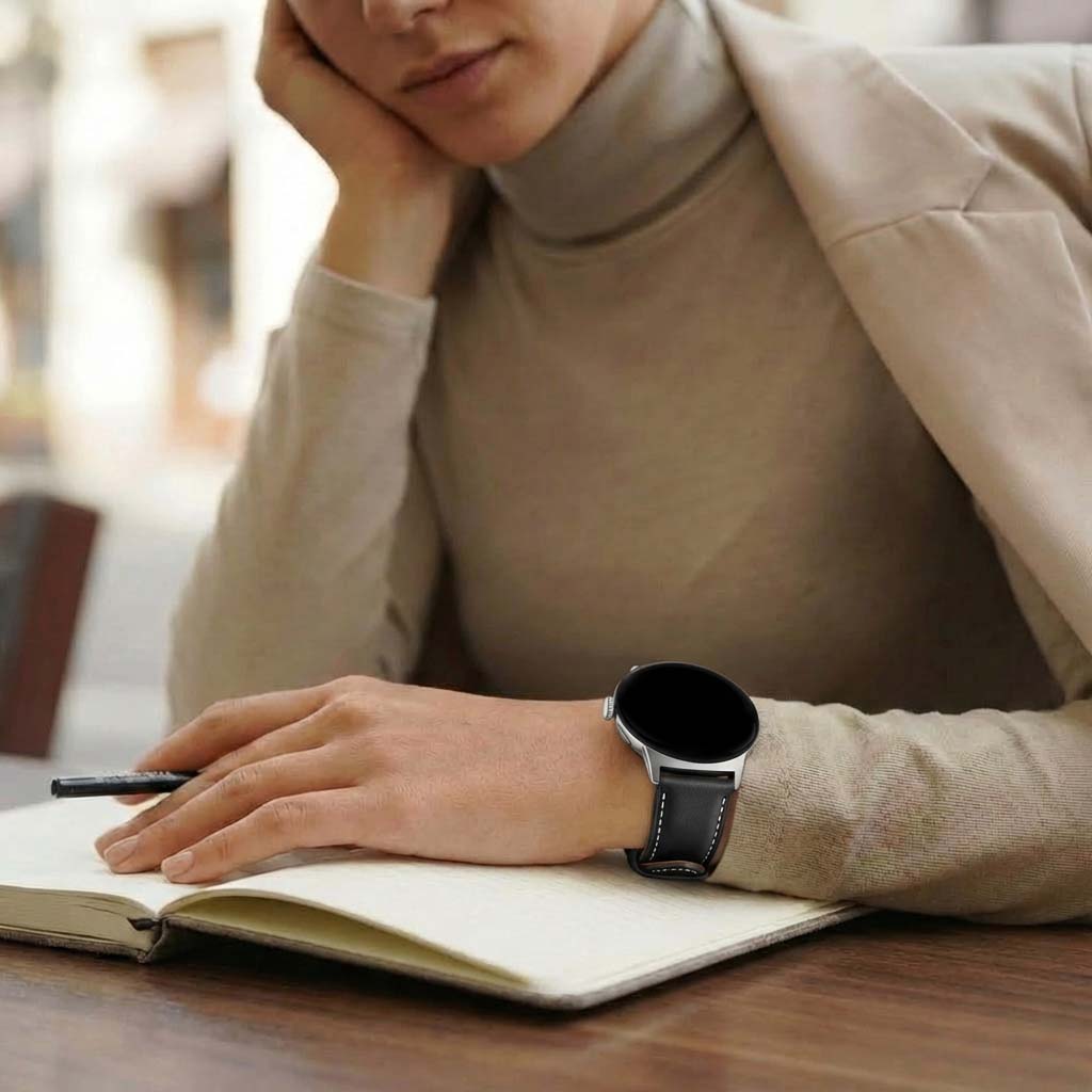 Bracelet cuir Google Pixel Watch 4 - 45mm (noir)