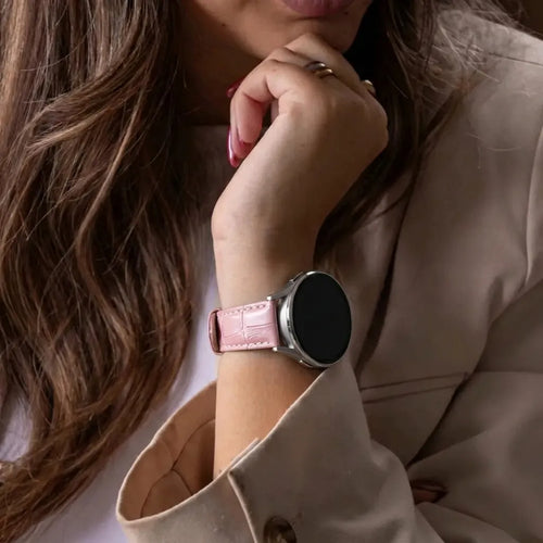 Bracelet cuir crocodile granulé Amazfit GTR Mini (rose)