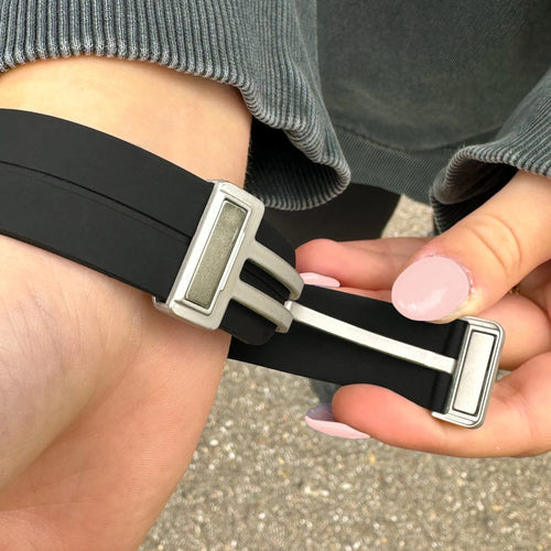 Silicone Magnetic Sport Strap, black, lifestyle photo