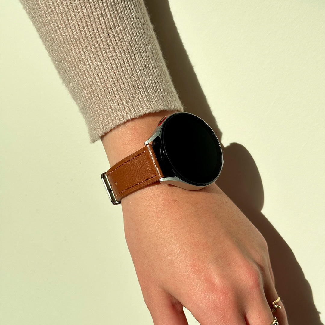 Bracelet cuir Samsung Galaxy Watch 42mm (serré marron)