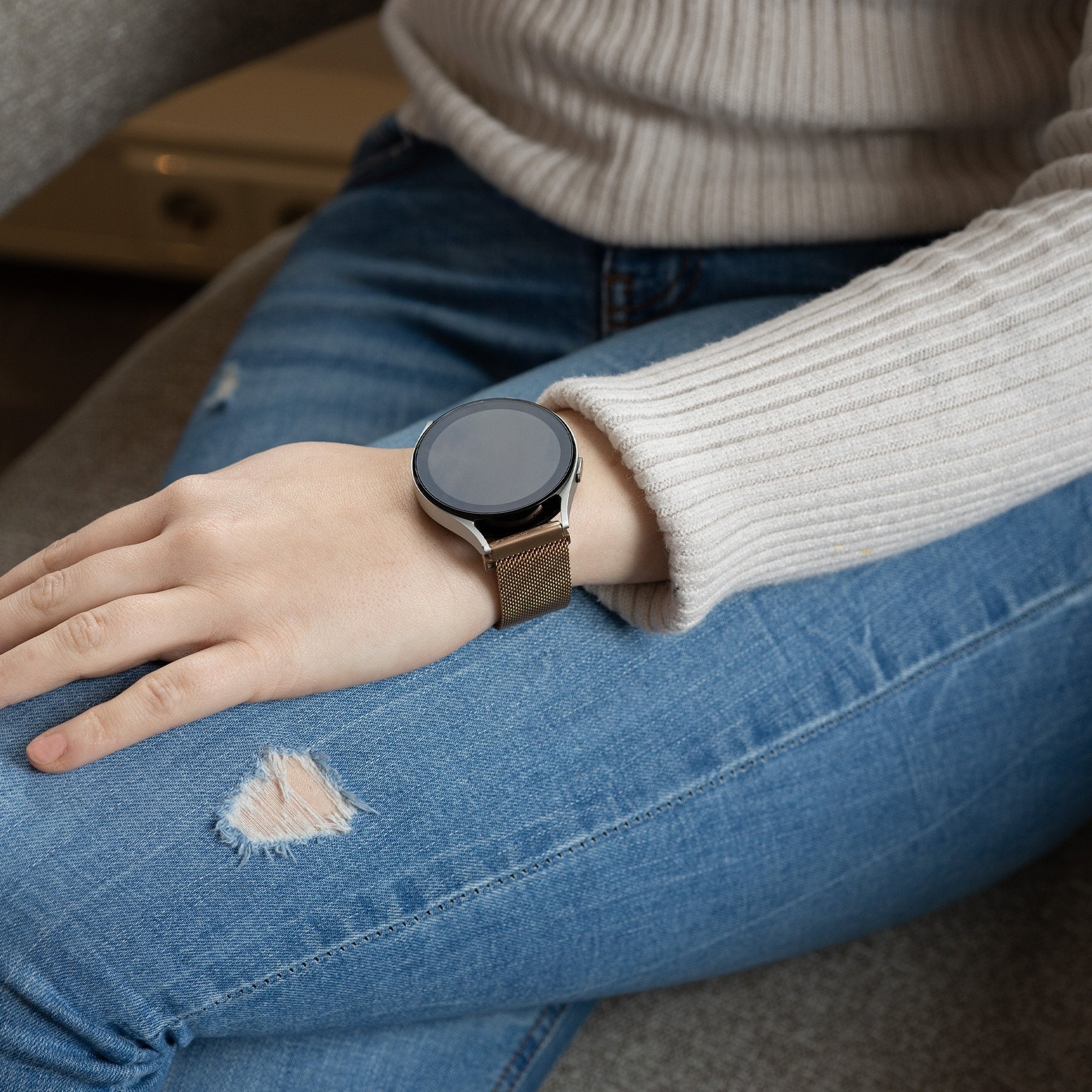 Bracelet milanais Garmin Vivoactive 6 (rose or)