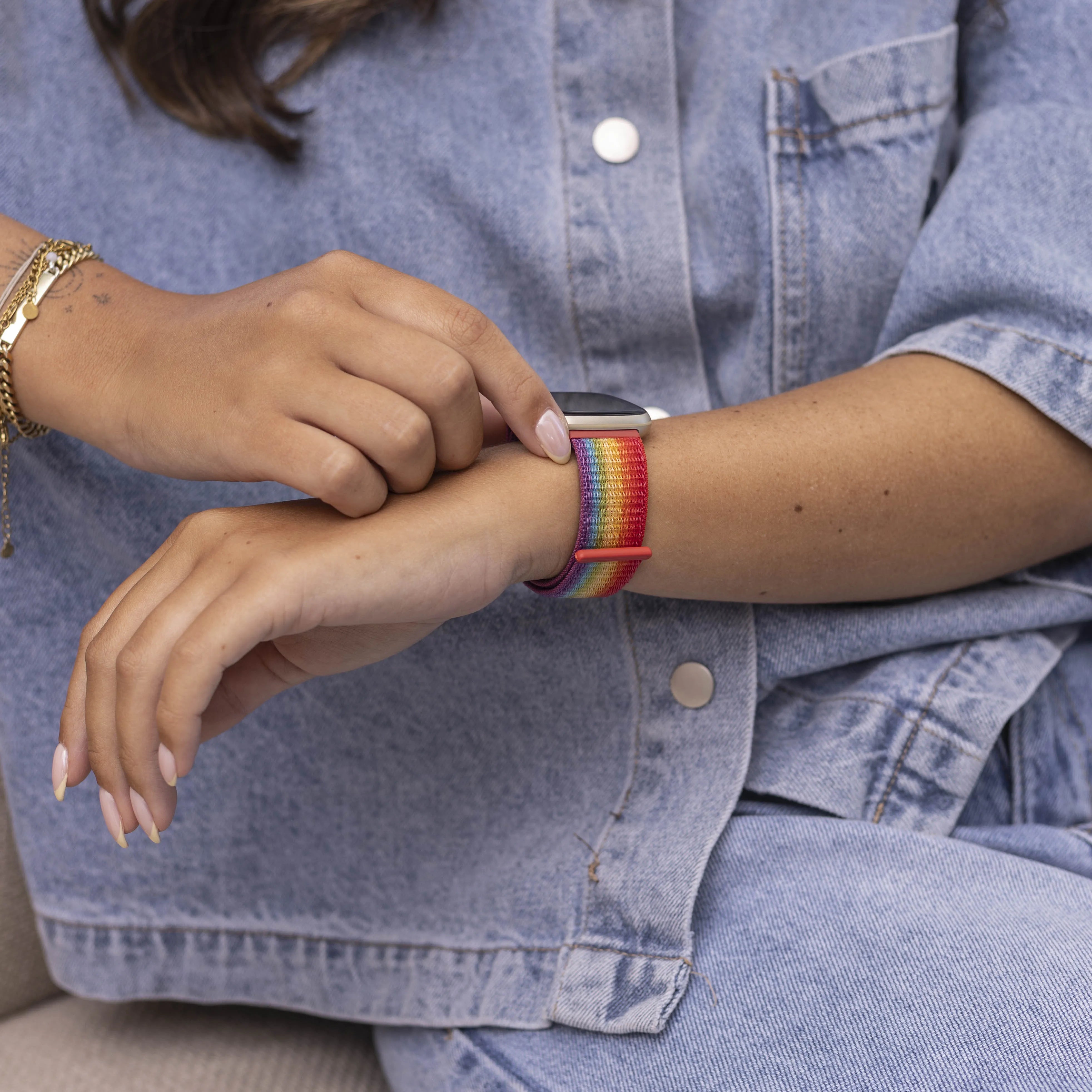 Bracelet nylon Fitbit Versa 3 (arc-en-ciel)