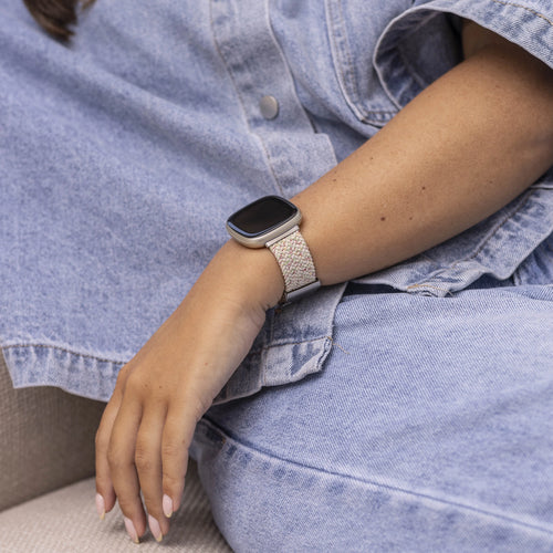 Bracelet tressé réglable Fitbit Versa 3 (beige melange)