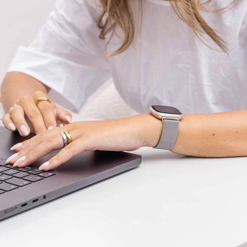 Fitbit Versa 4 Milanese Strap (Silver)