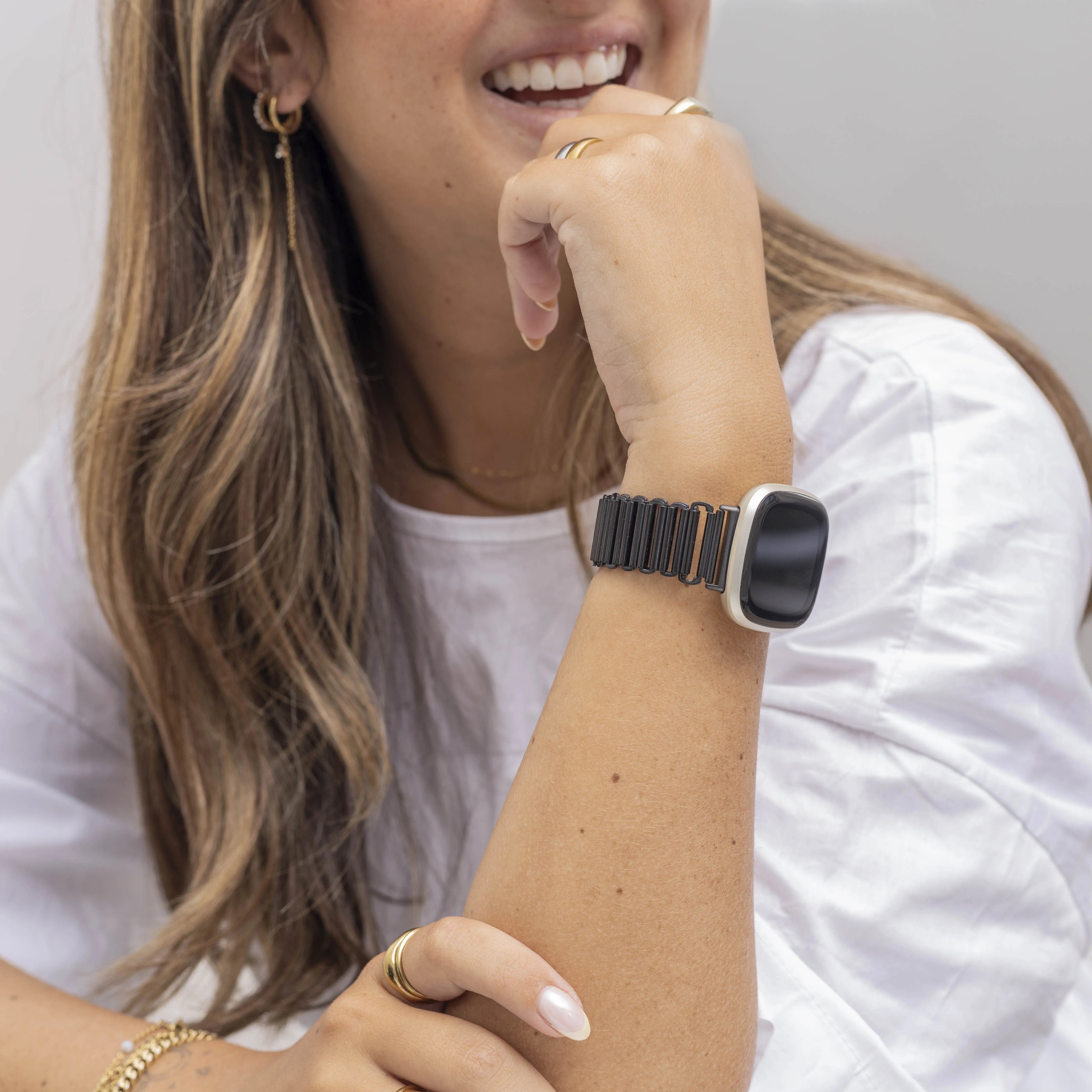 Bracelet acier loop Fitbit Versa 3 (noir)