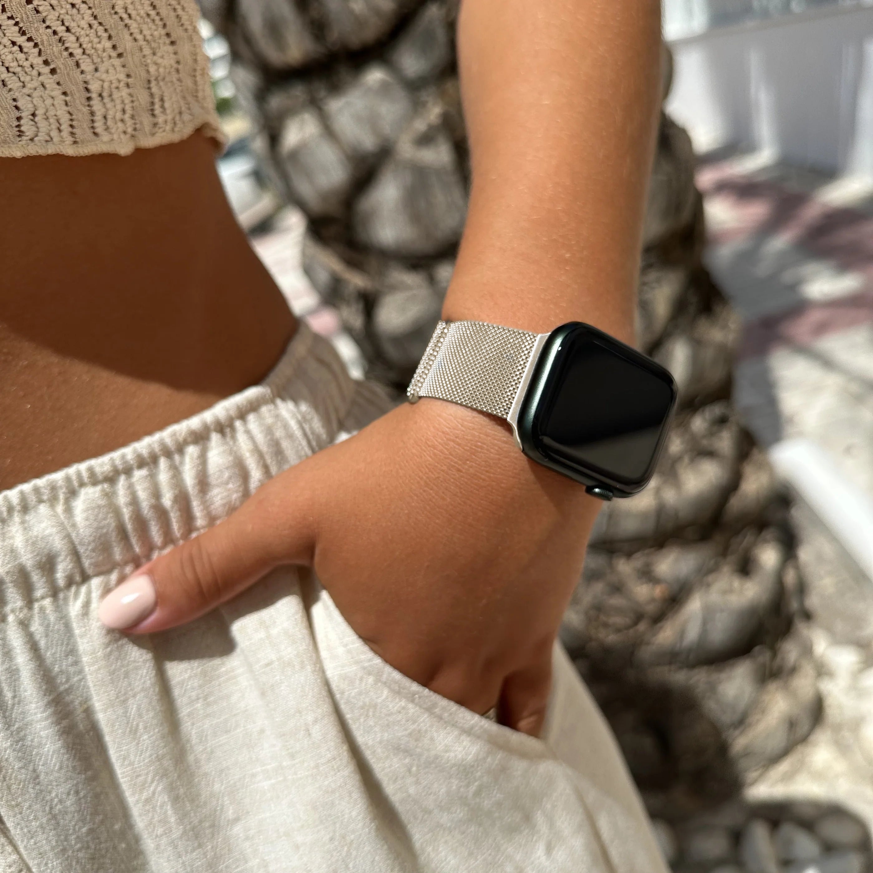 Bracelet milanais xoxo Wildhearts Apple Watch (lumière stellaire)