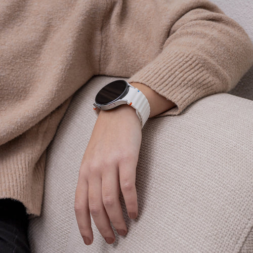 Wave Silicone Strap, white, lifestyle photo