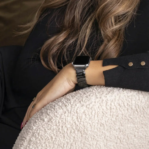 Luxury Metal Strap 'Twisted', black, lifestyle photo