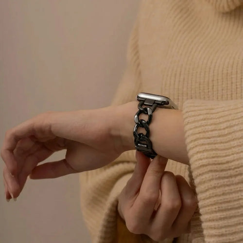 Bracelet chaîne acier Apple Watch (noir)