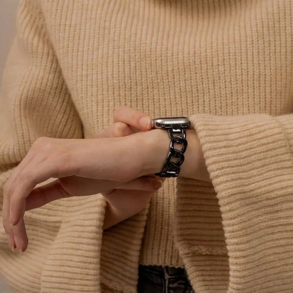 Bracelet chaîne acier Apple Watch (noir)