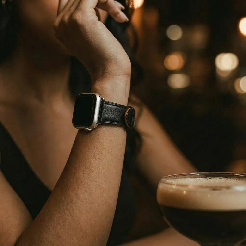 Bracelet cuir 'Slimfit' Apple Watch (noir)