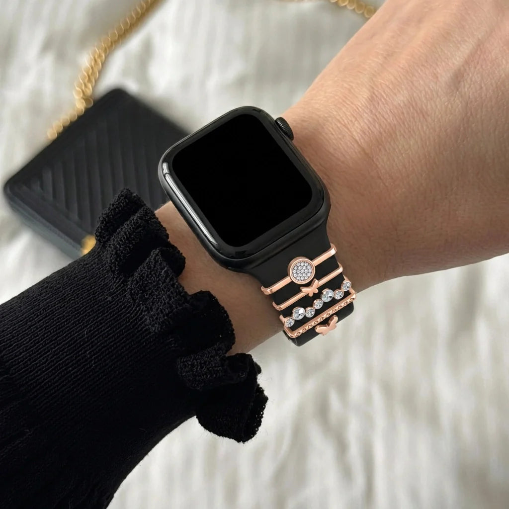 Bracelet smartwatch avec charms - Papillon (or rose)