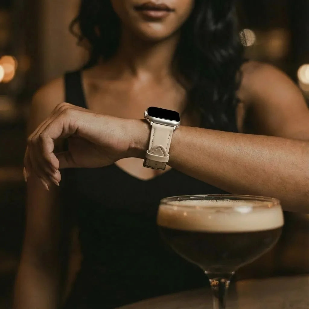 Bracelet cuir 'Slimfit' Apple Watch (beige clair)