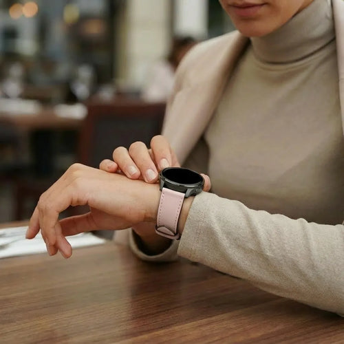 Bandz Garmin Venu SQ Leather Strap 'Deluxe' (Pink)