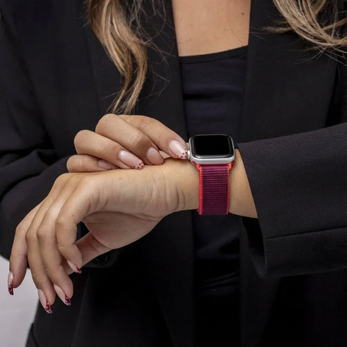 Bracelet nylon Apple Watch (violet/rouge)