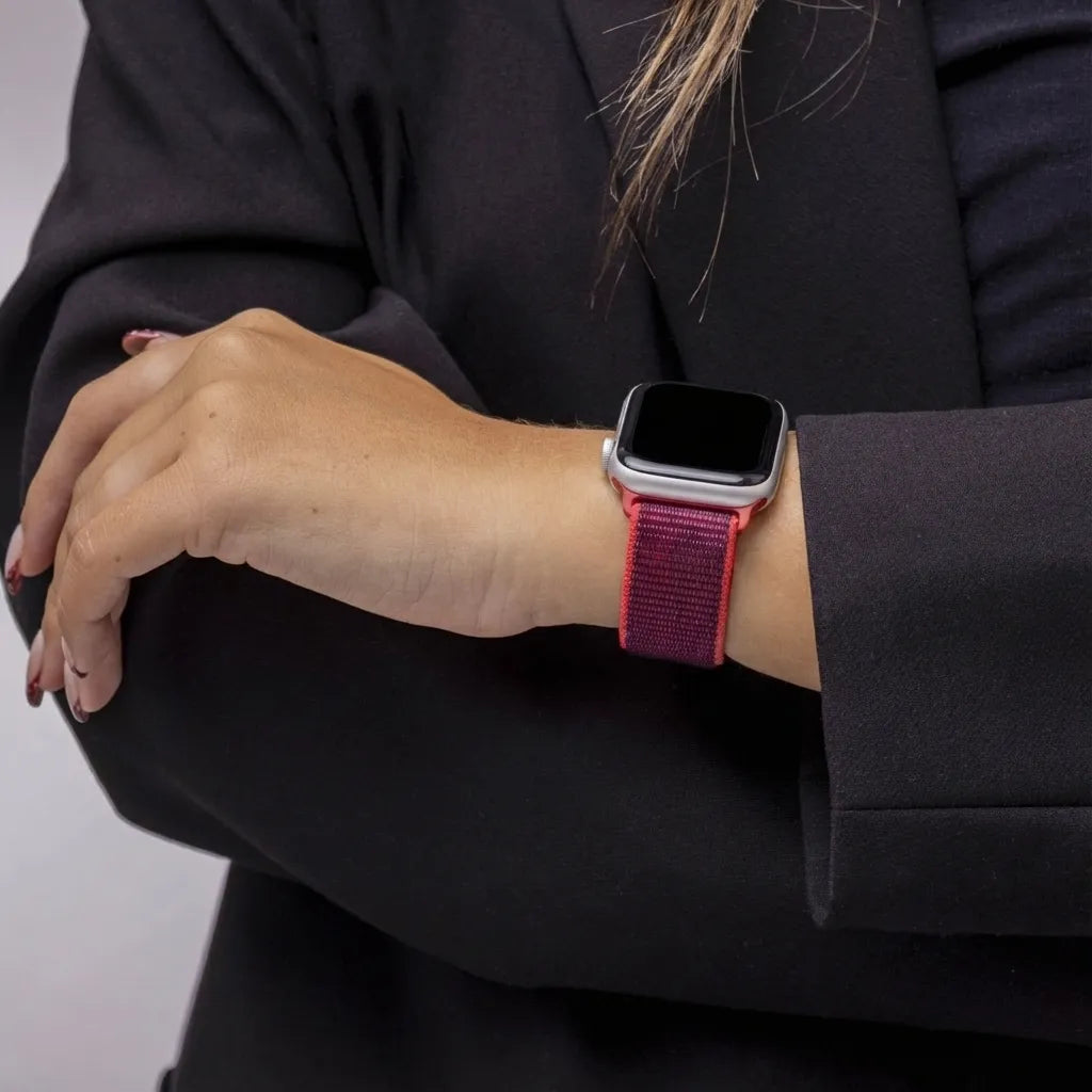 Bracelet nylon Apple Watch (violet/rouge)
