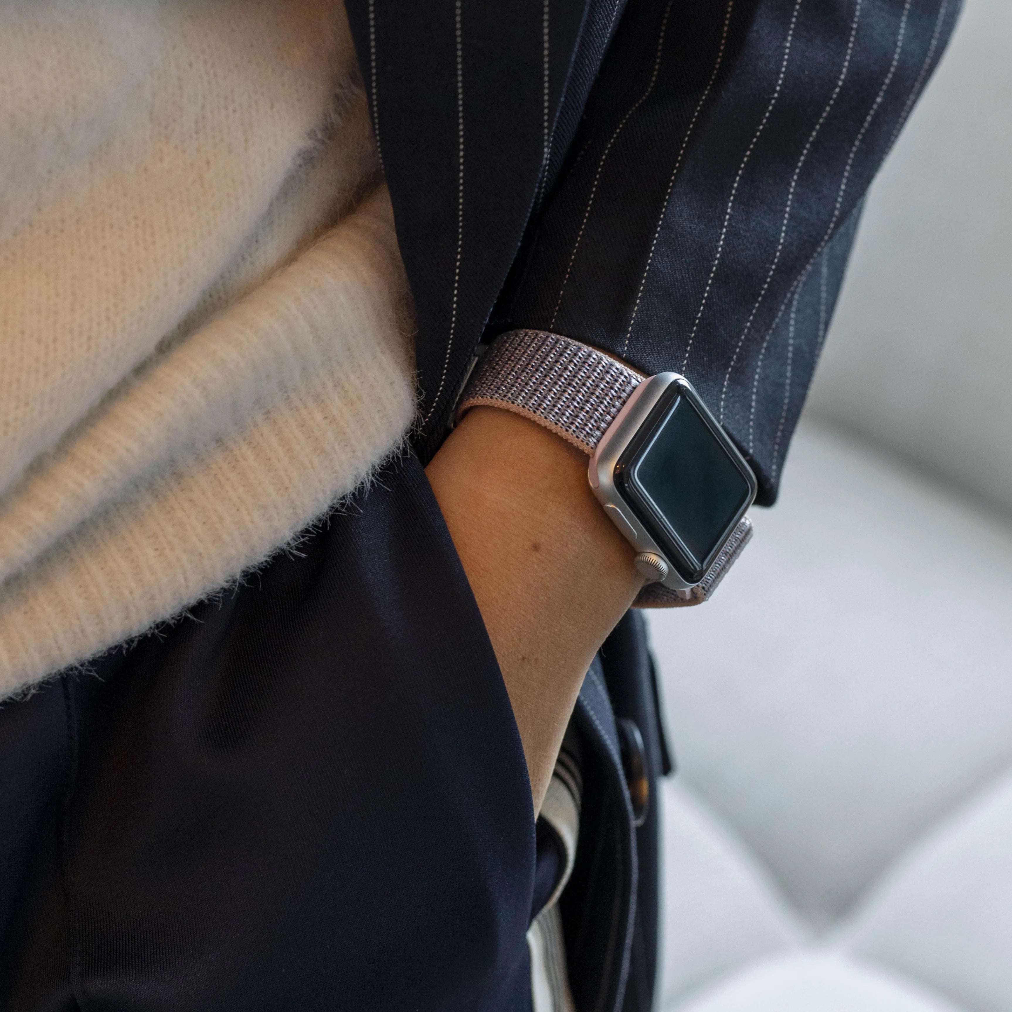 Bandz Bracelet nylon 'Classique' avec P-buckle Apple Watch (sable rose)