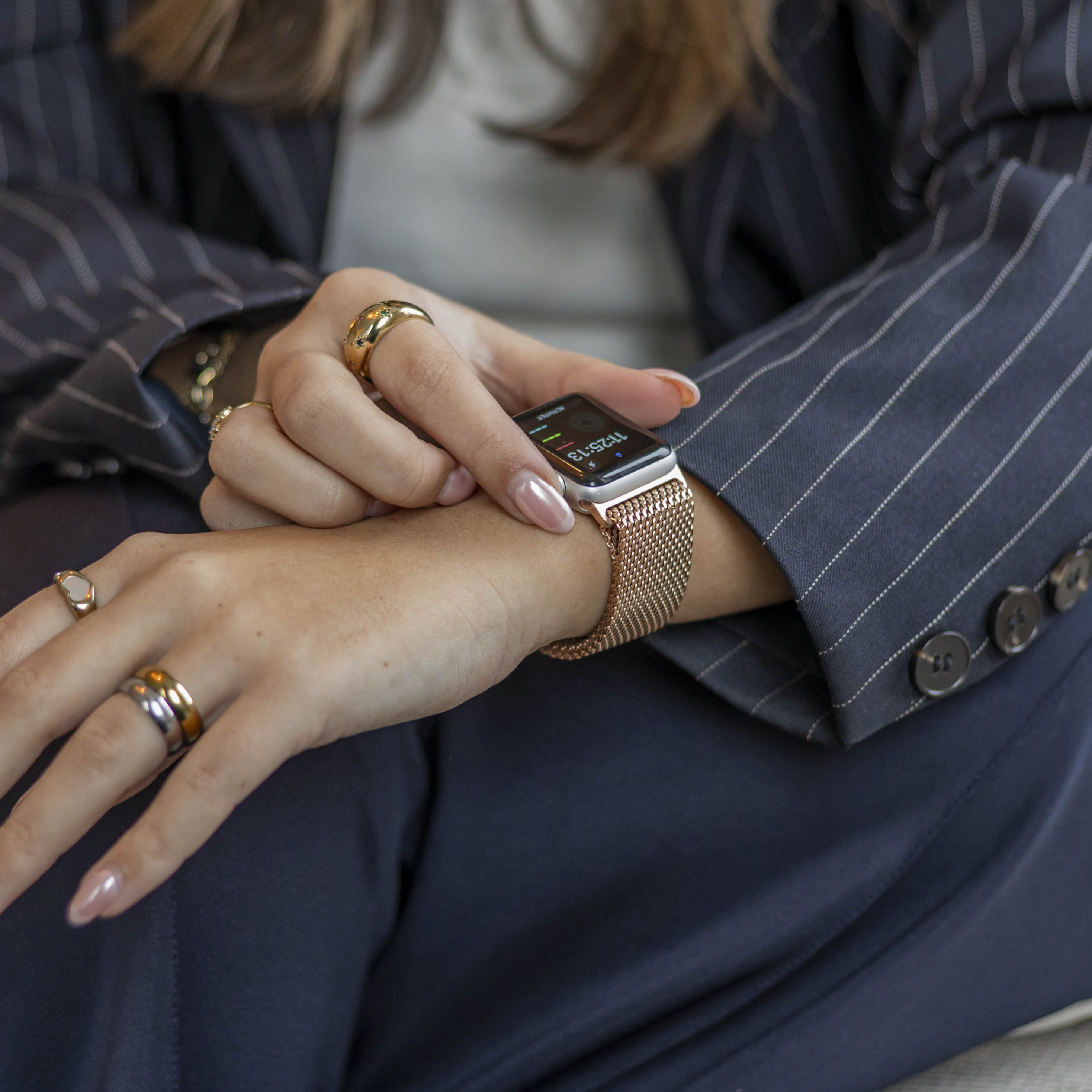 Bandz Bracelet milanais boucle en P Apple Watch Ultra (or rose)