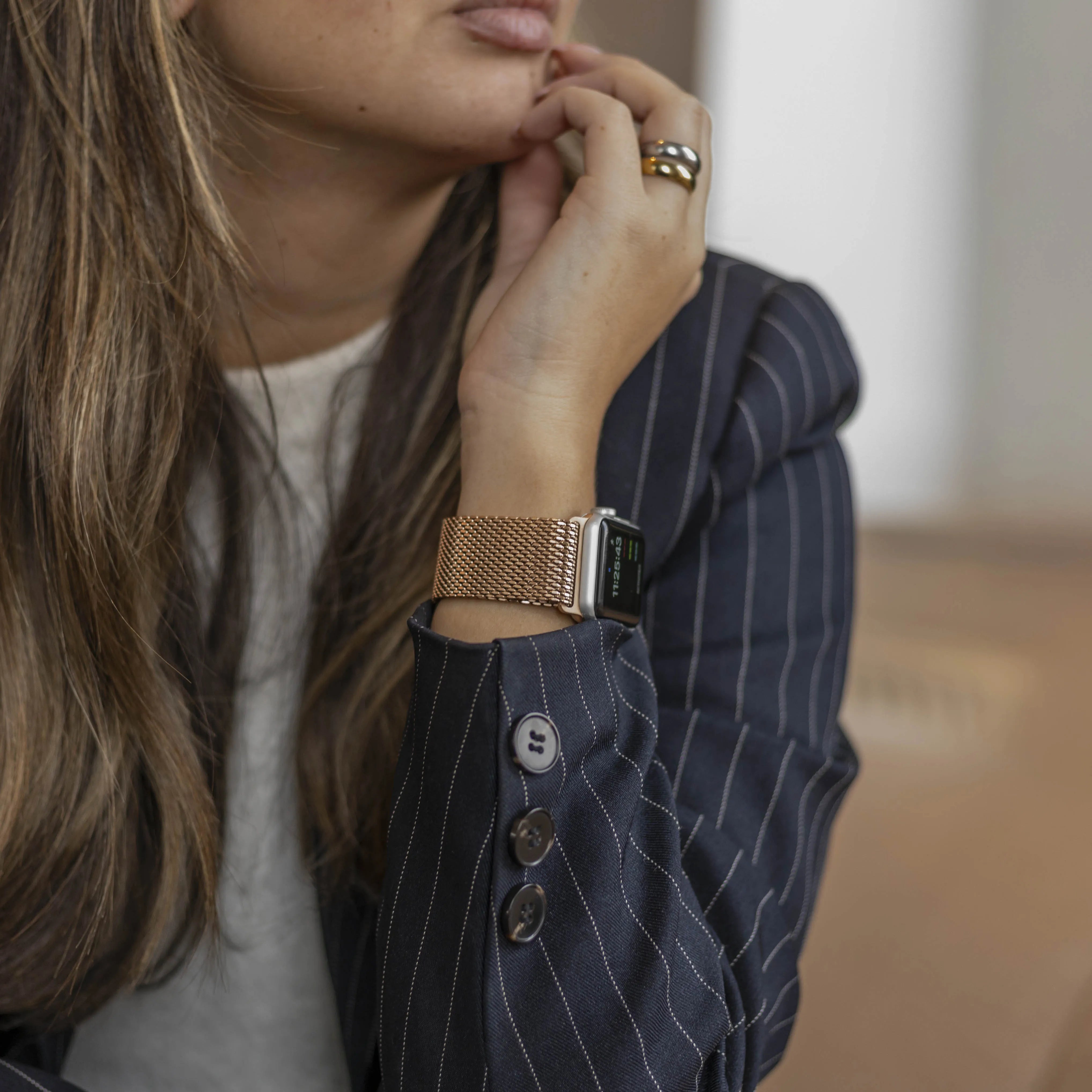 Bandz Bracelet Milanais Loop avec P-buckle Apple Watch (or rose)