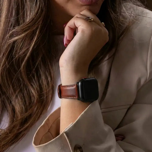 Bracelet cuir Apple Watch Ultra (rouge-marron)