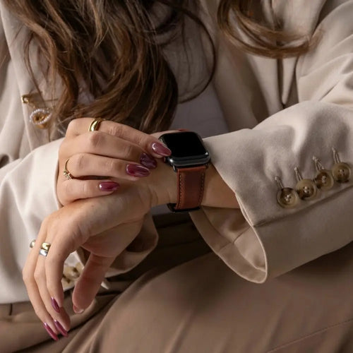 Bracelet cuir Apple Watch Ultra (rouge-marron)