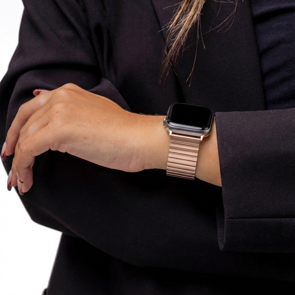 Bracelet acier extensible Apple Watch Ultra (or rose)