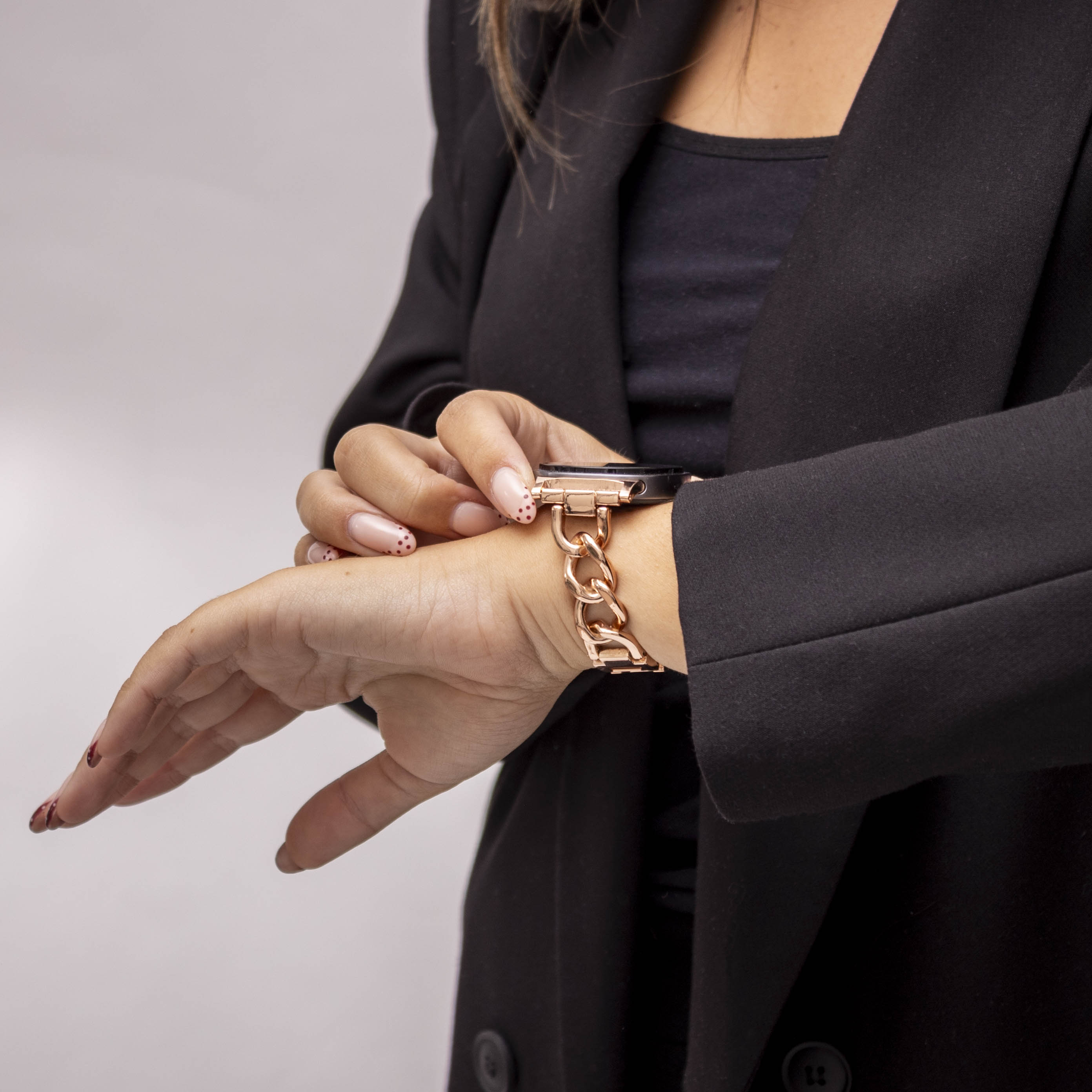 Bracelet acier chaîne Samsung Galaxy Watch 8 - 44mm (rose-doré)