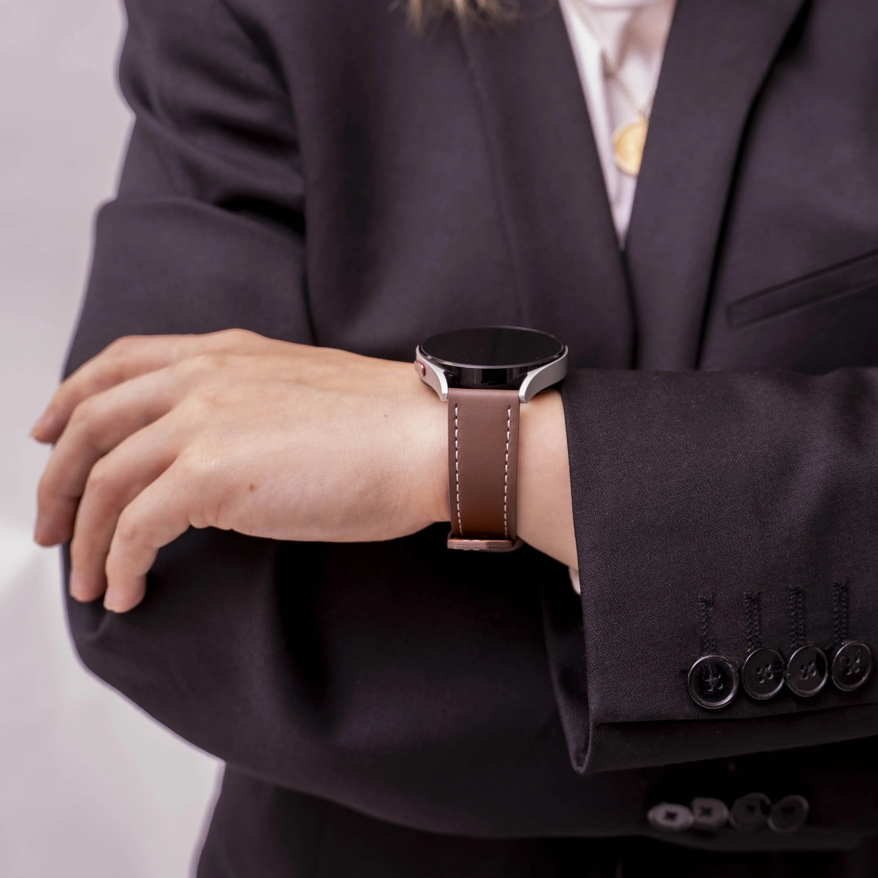 Amazfit GTS 2 'One Push' Leather Strap (Dark Brown)