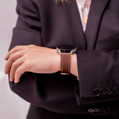 Bracelet cuir 'One Push' Samsung Galaxy Watch 7 - 44mm (marron foncé)