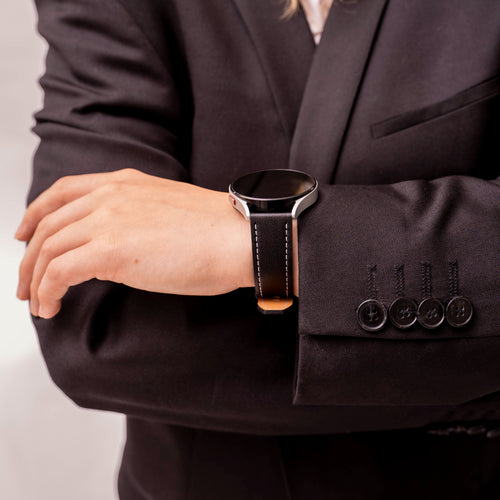 Bracelet cuir 'One Push' Samsung Gear Sport (noir)