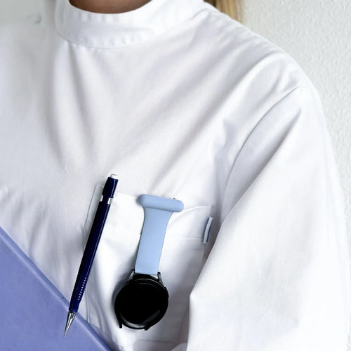 Silicone Nurse Fob, light blue, lifestyle photo
