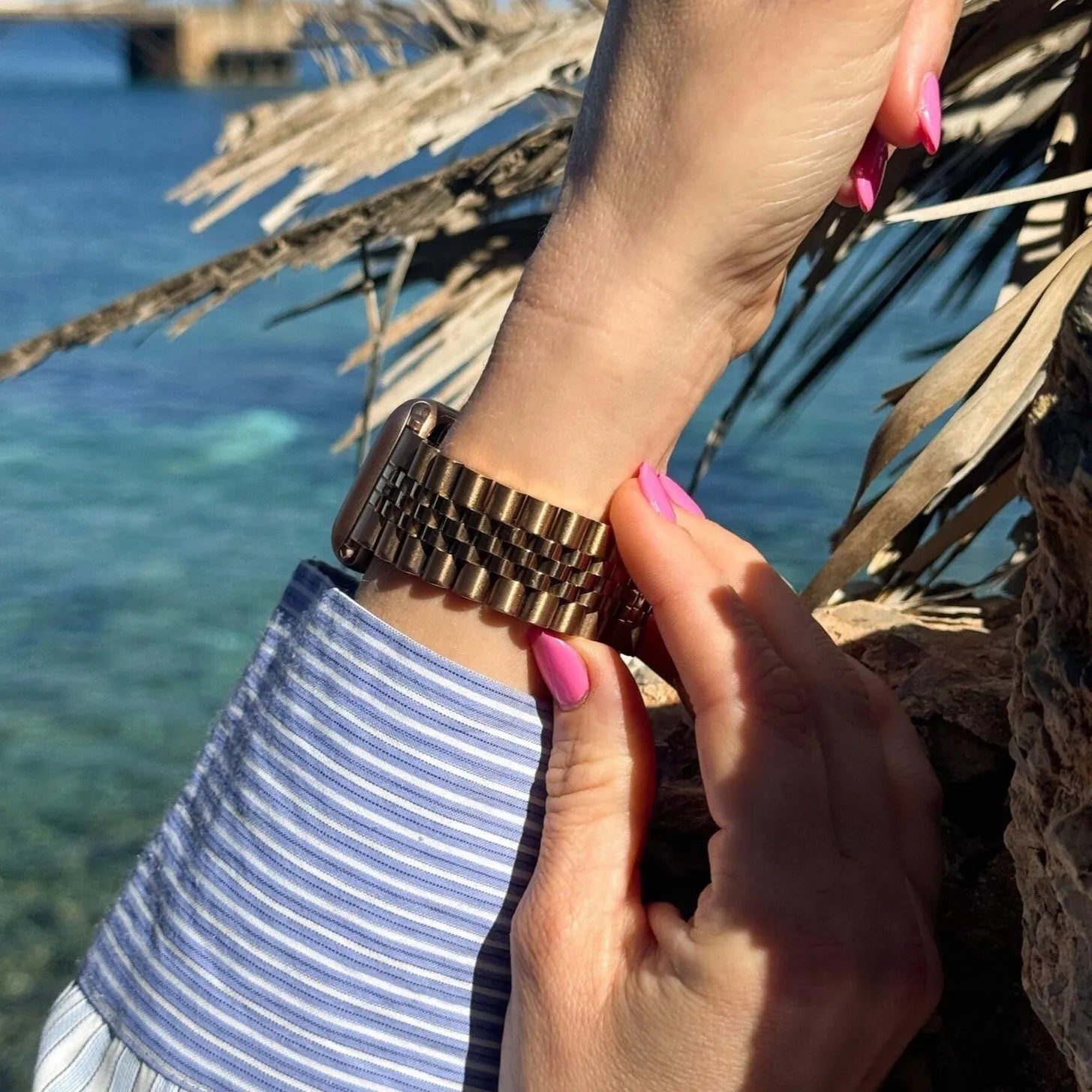 Bracelet acier Apple Watch Jubilé (or rose)