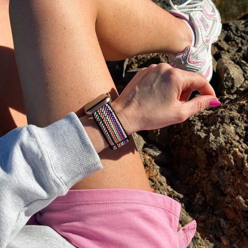 Bracelet élastique Apple Watch (rayures colorées)