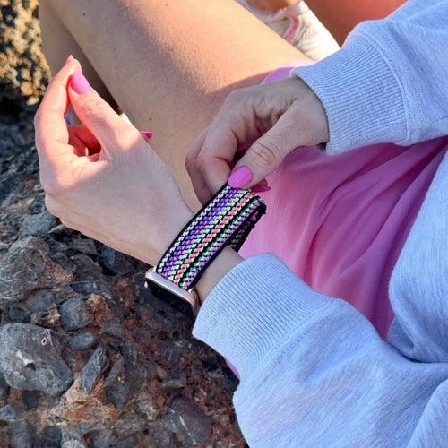 Bracelet élastique Apple Watch (rayures colorées)