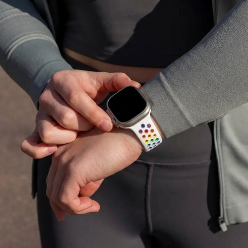 Bracelet sport Apple Watch (blanc / multicolore)